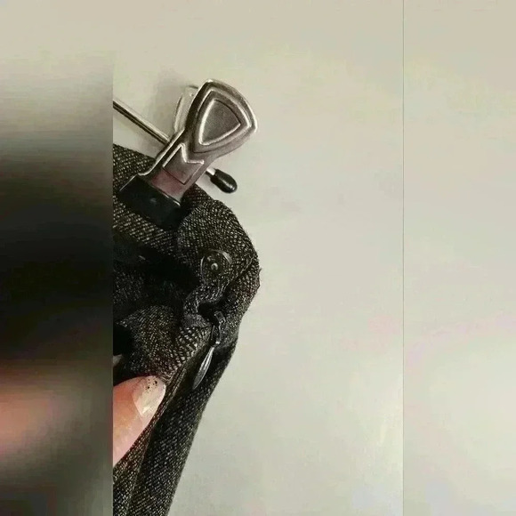 Tribal Stretch Extensible Wide leg Trouser Size 8P Brown w/ Blue & Tan Stripping - Picture 5 of 12